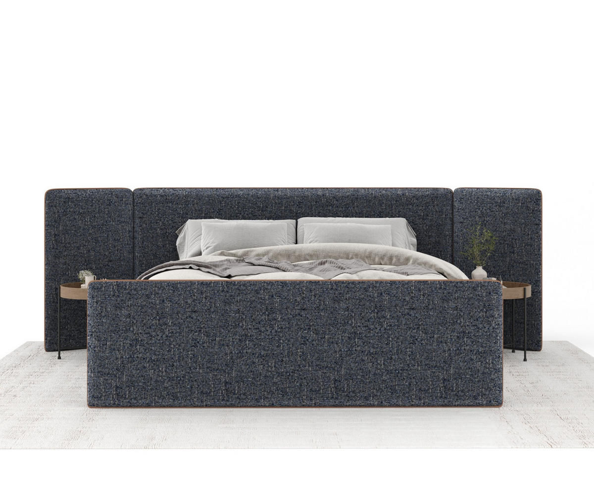POLSTERBETT Tokyo Marineblau 180/200 cm - Naturfarben/Dunkelblau, Holz/Holzwerkstoff (180/200cm) - Maison de Reve