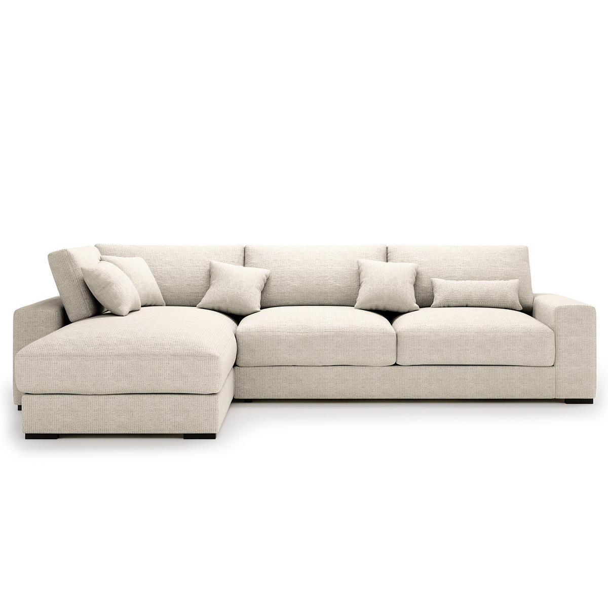 ECKSOFA mit Longchair - Schwarz/Grau, Kunststoff/Textil (340/205cm) - home24