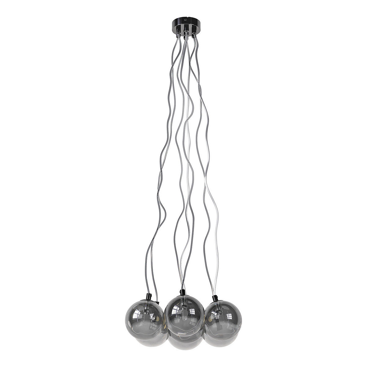 PENDELLEUCHTE - Glas / Metall - 7-flammig - Transparent/Grau, Glas/Metall (36/36/145cm) - home24