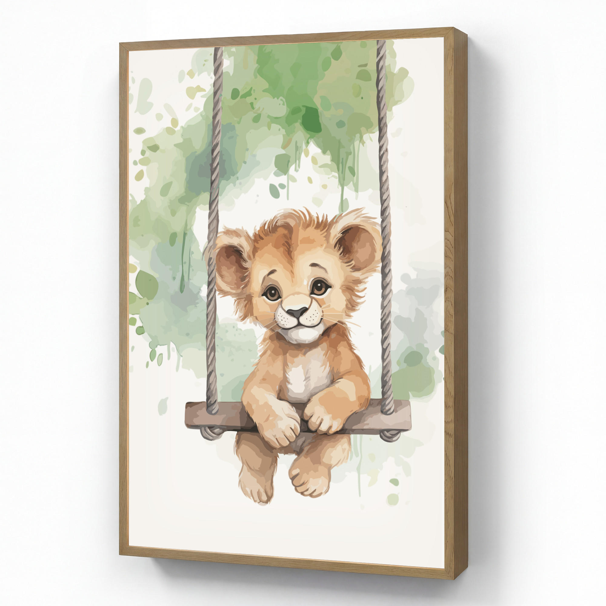 NACHTTISCHLAMPE MIT AKKU Löwe - Tier - Kinder - Dschungel 60x90 cm - Weiß, Holzwerkstoff (8/60/90cm) - OnlyWow