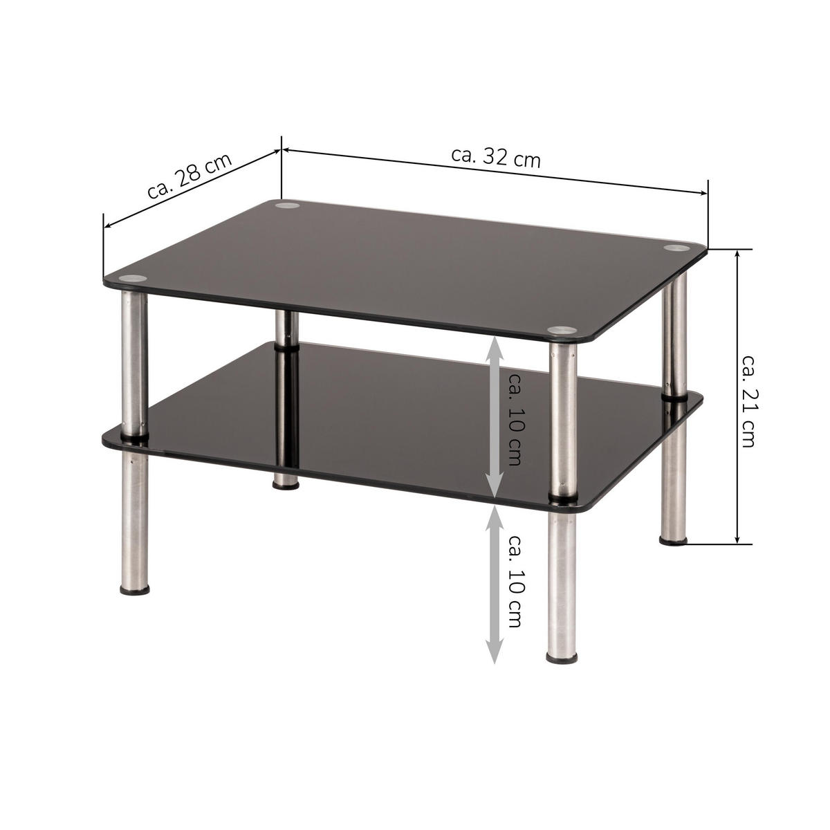 GLAS-KÜCHENREGAL schwarz - Schwarz, Glas (32/21/28cm) - bremermann