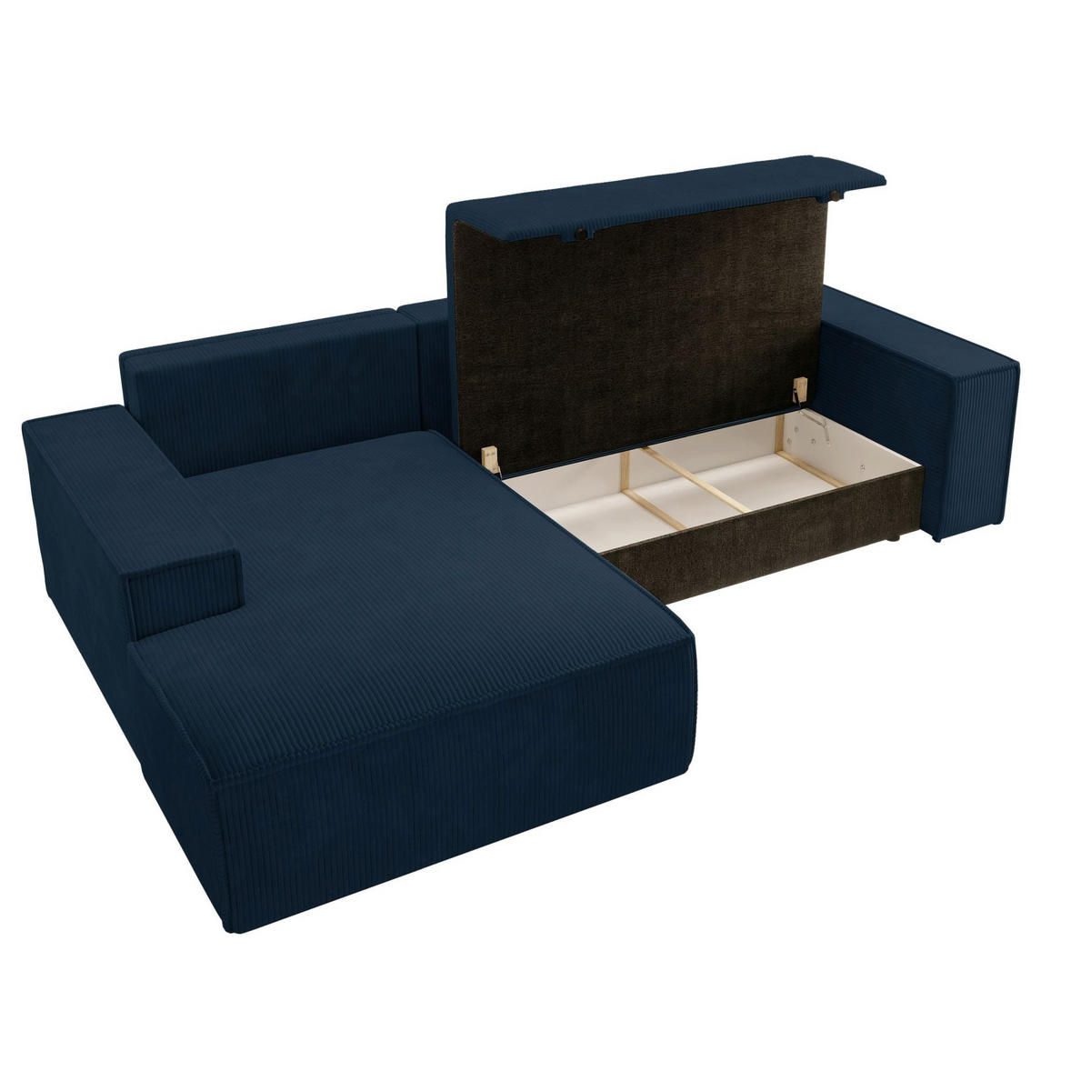 ECKSOFA Farese Dunkelblau mit Cordbezug, links - Schwarz/Dunkelblau, Kunststoff/Textil (267/167cm) - Selsey