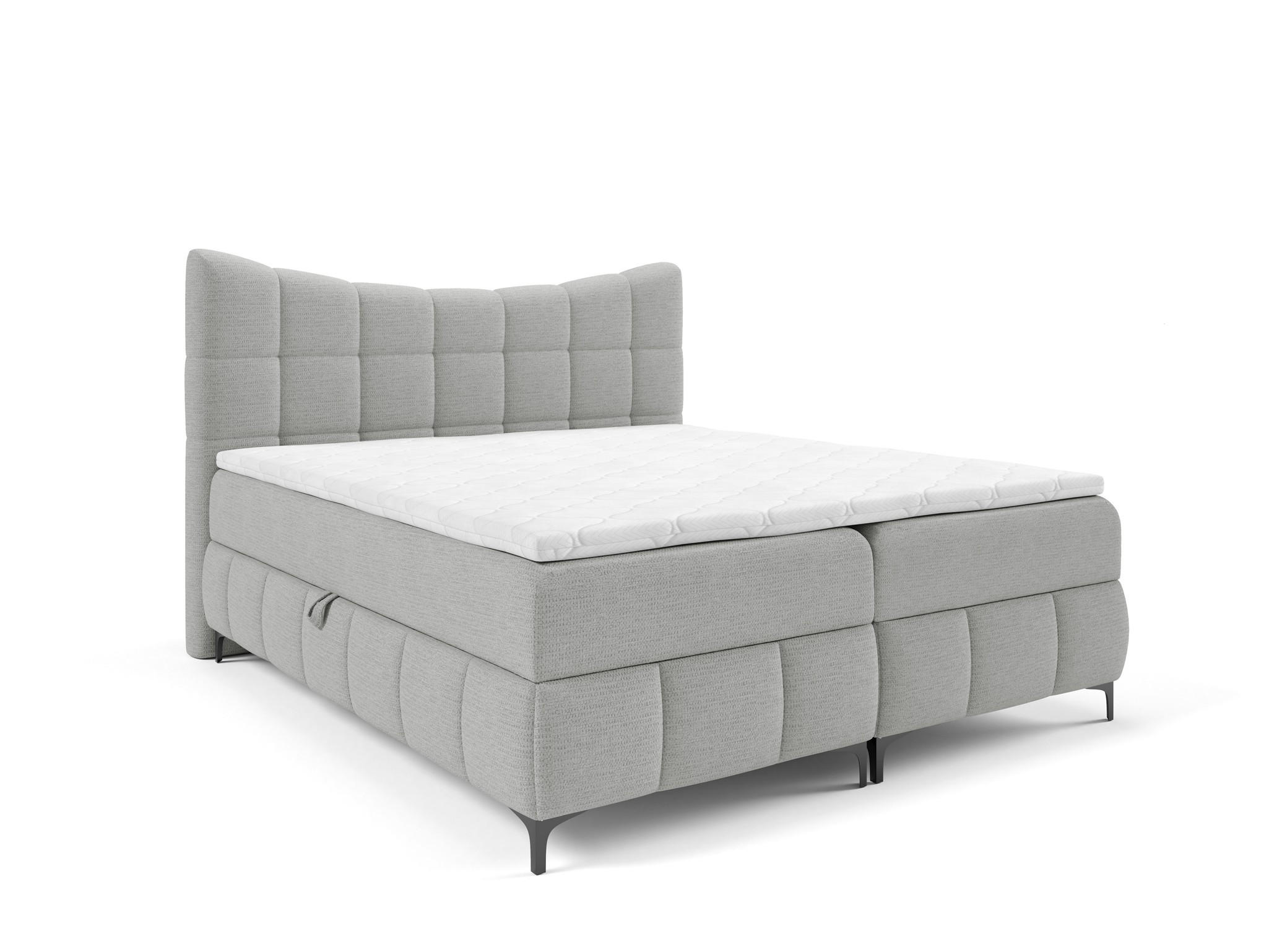 BOXBETT Charles In Aragon - Hellgrau, Holzwerkstoff/Textil (200/200cm) - Fun Möbel