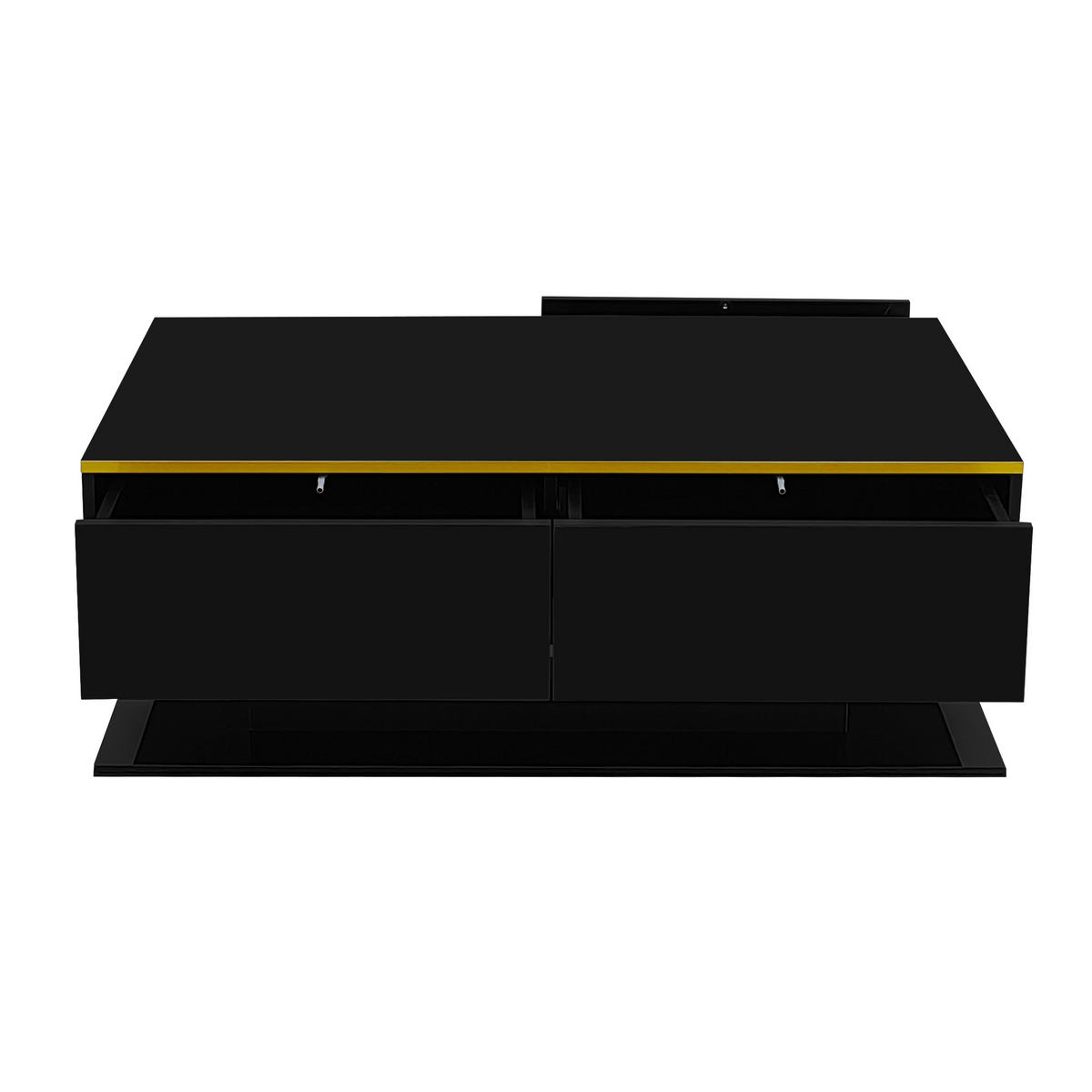 COUCHTISCH 100/50/40 cm Schwarz Gold mit LED-Beleuchtung Hochglanz mit 3 Schubladen - Schwarz, Holzwerkstoff (100/50/40cm) - OKWISH