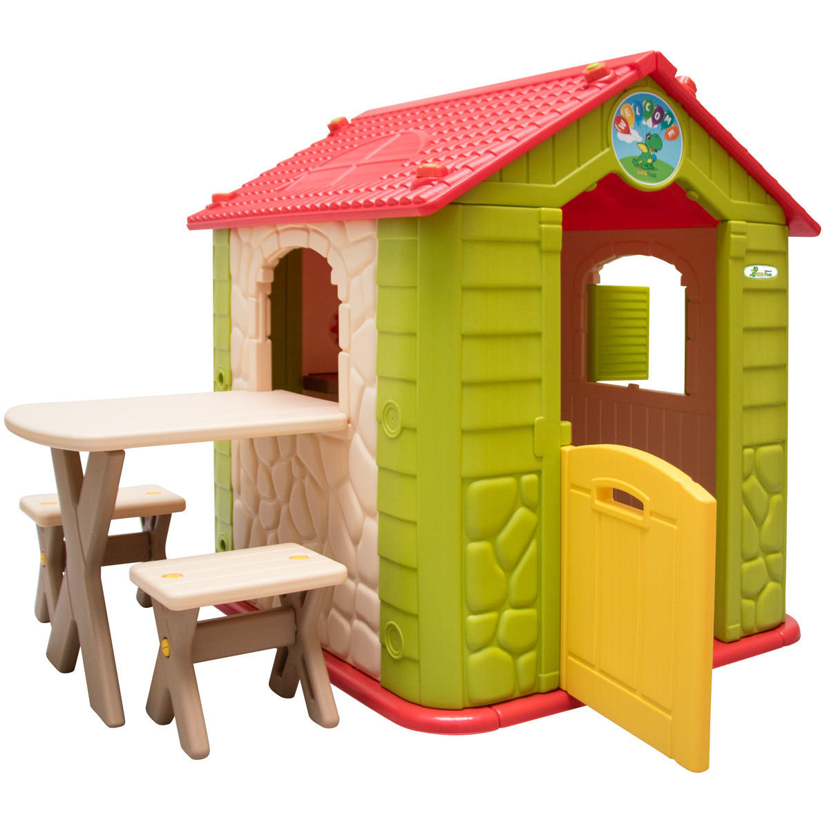 SPIELHAUS mit Tisch 95/104/118 cm Grün - Grün, Kunststoff (95/118/104cm) - Littletom