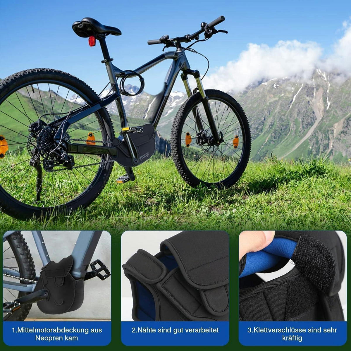 EBIKE Motorabdeckung 2-teiliges Set Neopren Transportschutz - Schwarz, Kunststoff (24/3/34cm)