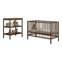 BABYZIMMER SET Keira mit Babybett Wickelkommode Buche massiv nussbaum - Nussbaumfarben, Holz (84/65/124cm) - 58aufmkessel