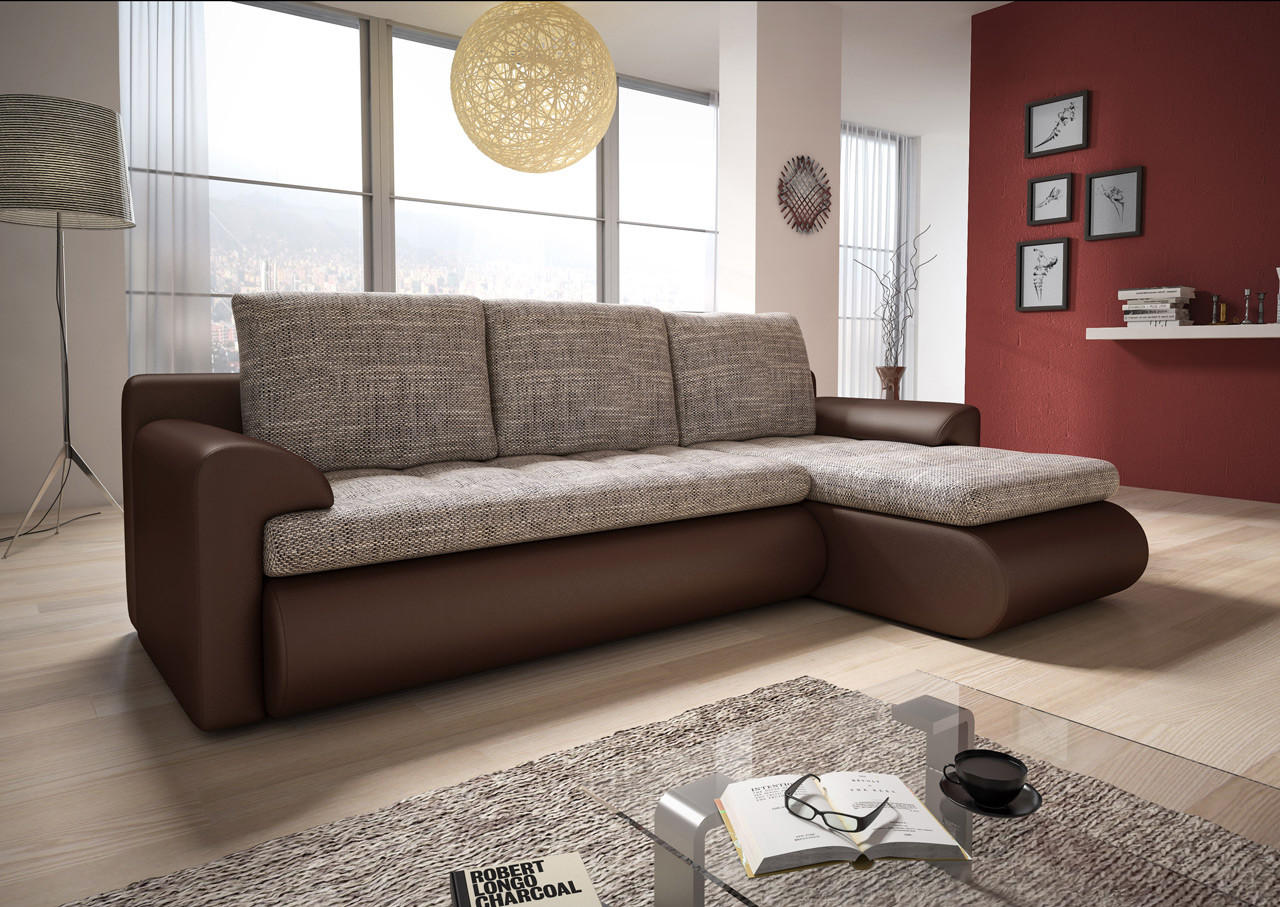 ECKSOFA Santi, Seite: Rechts - Braun, Holz/Textil (226/152cm) - Sofnet