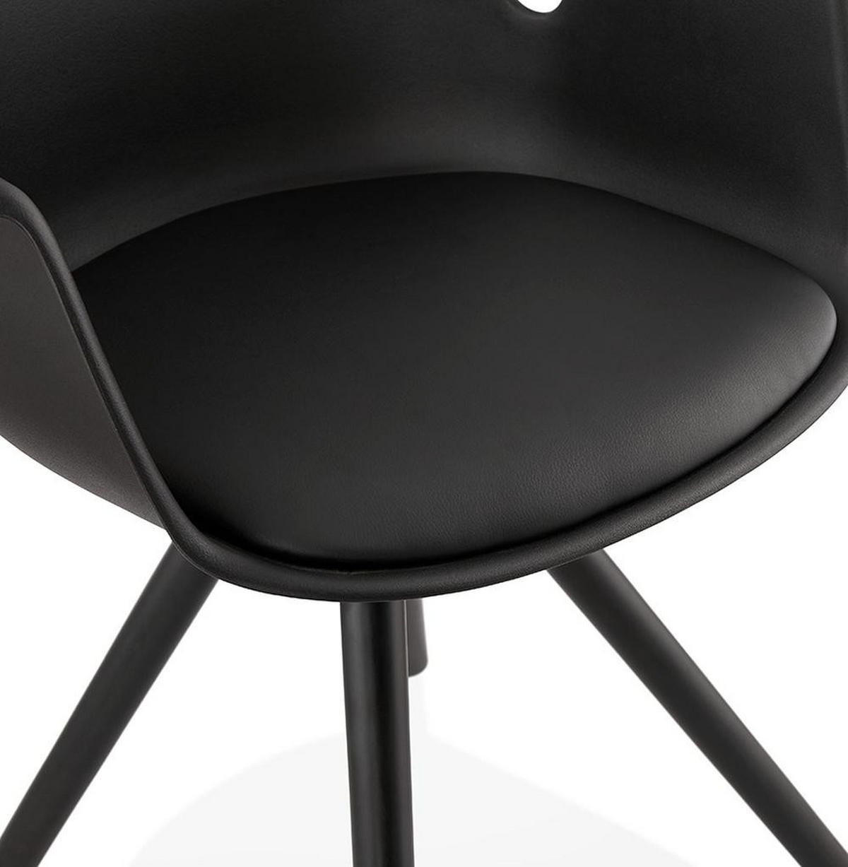 ESSZIMMERSTUHL Kunststoff und Holz im Skandinavischen Stil, Schwarz 58,5x50x82 cm - Schwarz, Kunststoff/Buchenholz (50/82/59cm) - KADIMA DESIGN