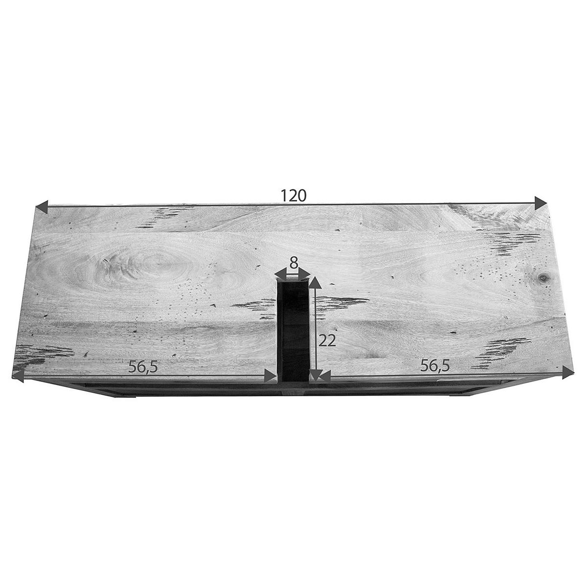 WASCHBECKENUNTERSCHRANK - Mango massiv / Eisen - Mango / Schwarz - Braun, Holz/Metall (120/60/40cm) - home24