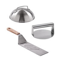 BURGER Smasher Set 3 teilig - Grau, Metall (20/13/36.7cm) - Stoneline