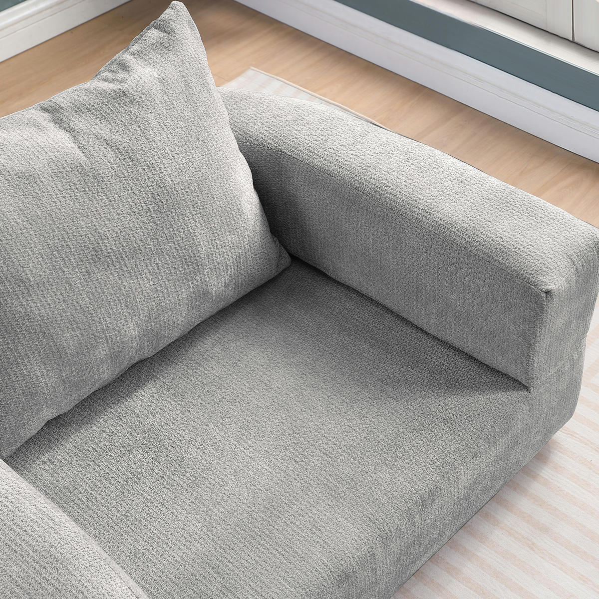 SOFA Chenille Hellgrau - Hellgrau, Textil (101/41/179cm) - WISHDOR