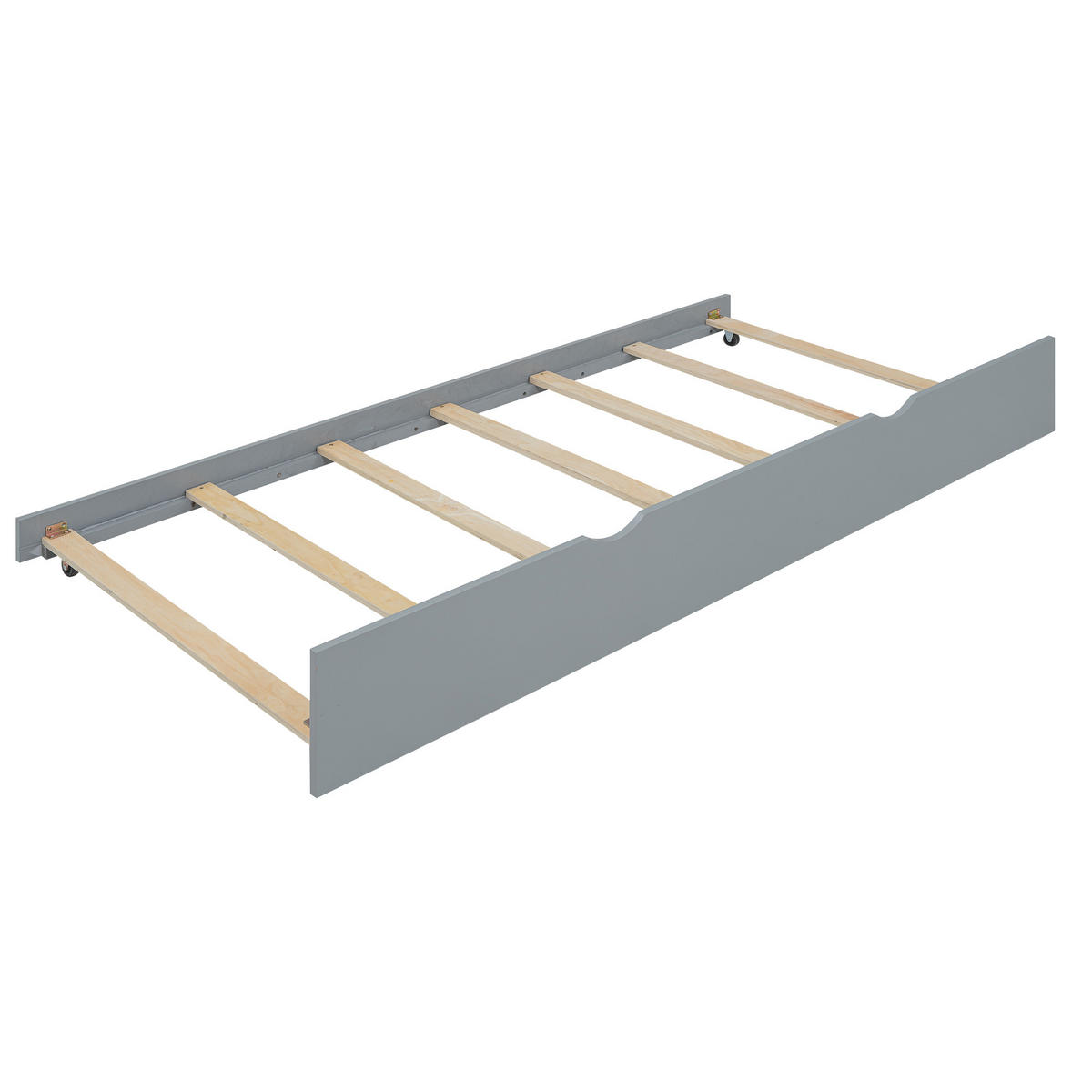 FLACHBETT 90x200cm Grau mit Ausziehbett Schreibtisch 3 Regale - Grau, Holz (90/200cm) - FLIEKS