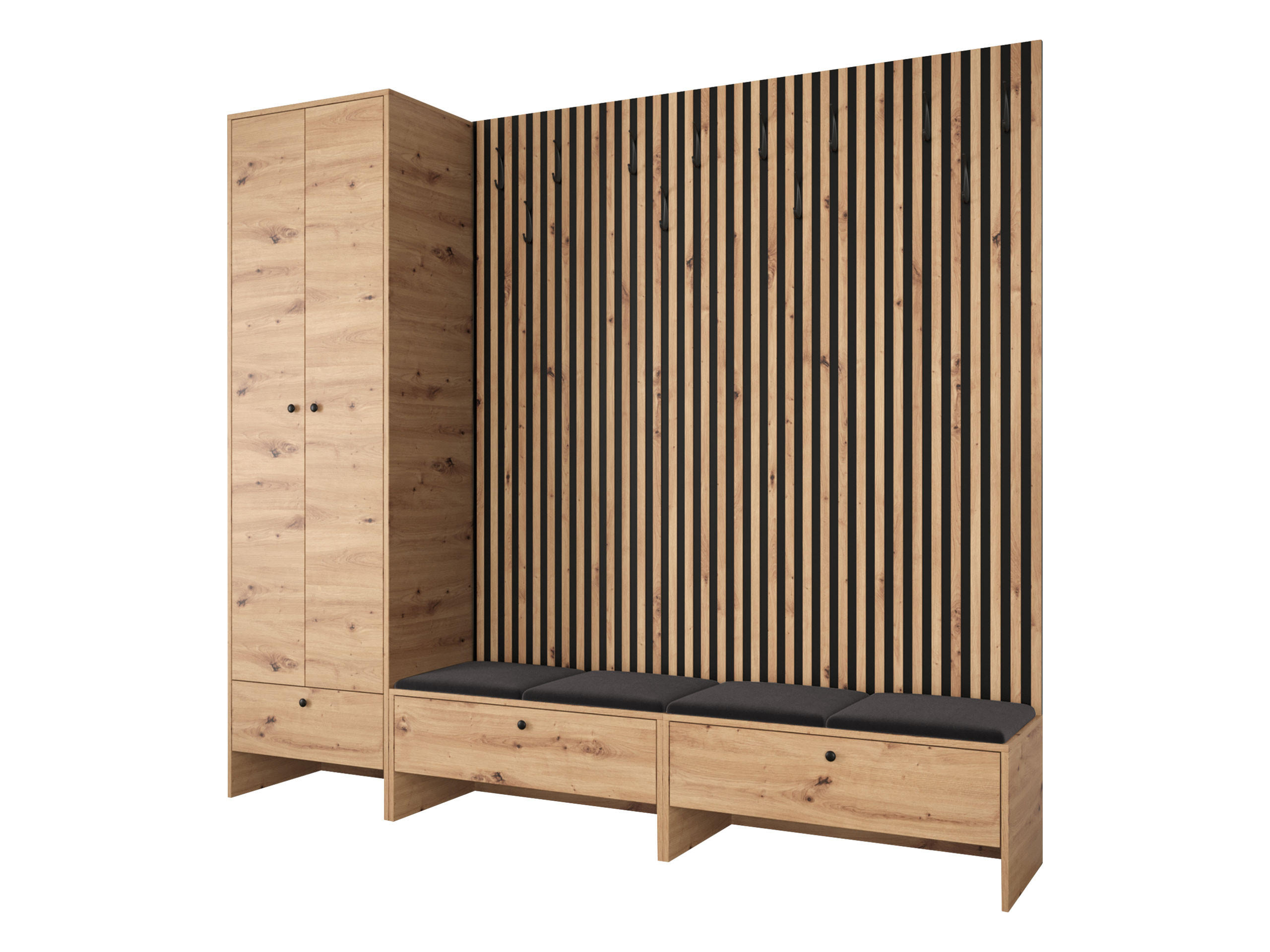 GARDEROBE Balma VI - Schwarz, Holzwerkstoff/Textil (230/206/44cm) - MIRJAN24