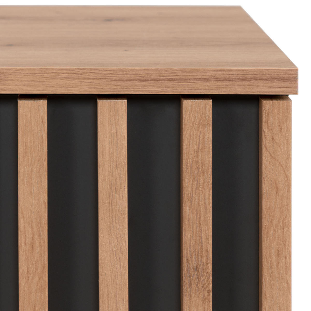 SIDEBOARD 80/85/40 cm Eiche, Schwarz - Braun, Holz (80/85/40cm) - Homestyle4u