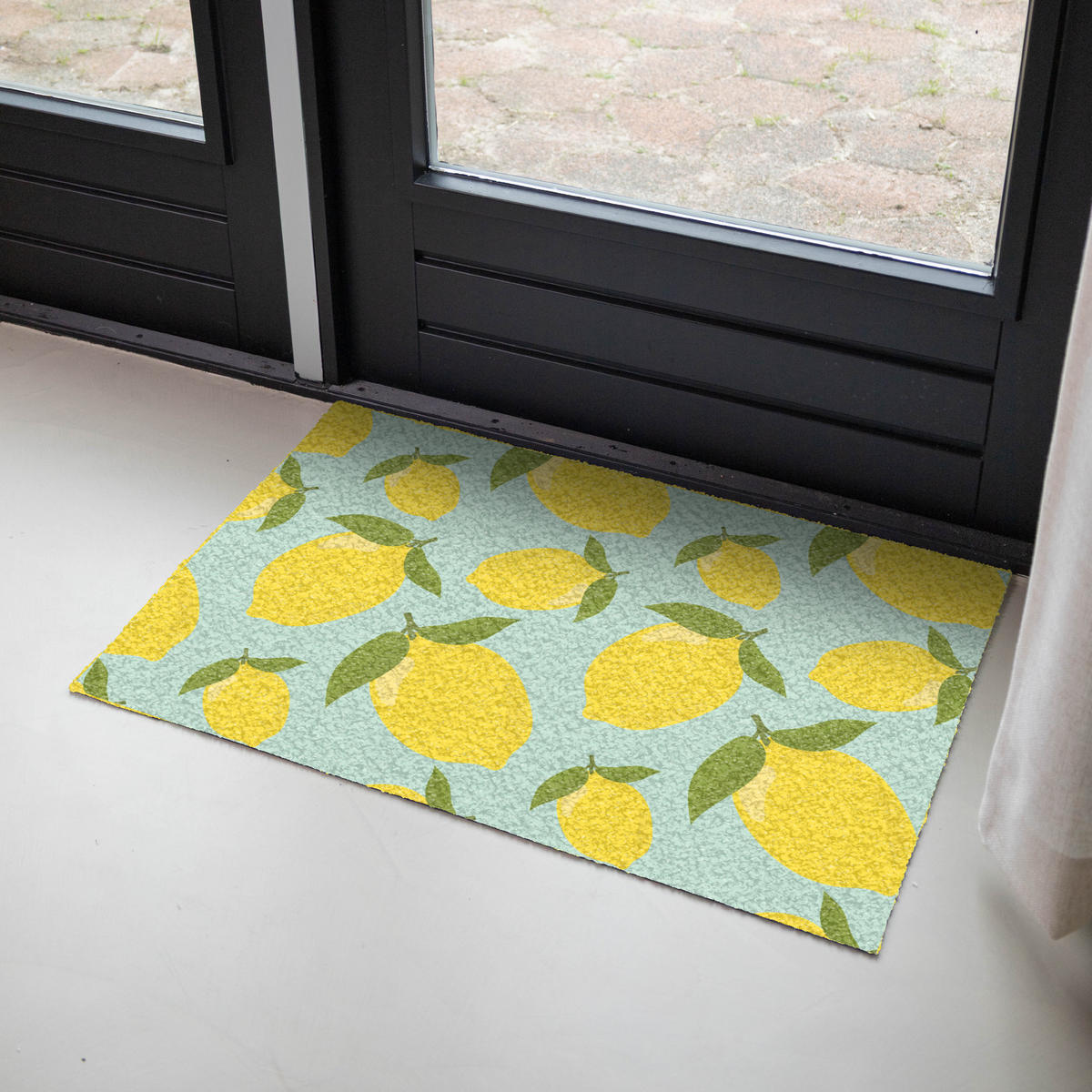 ROHOŽKA Citrony vzor - Žlutá - Modrá - Vzor - Ovoce 90x60 cm - žlutá, plast/umělá hmota (90/0.4cm) - MuchoWow