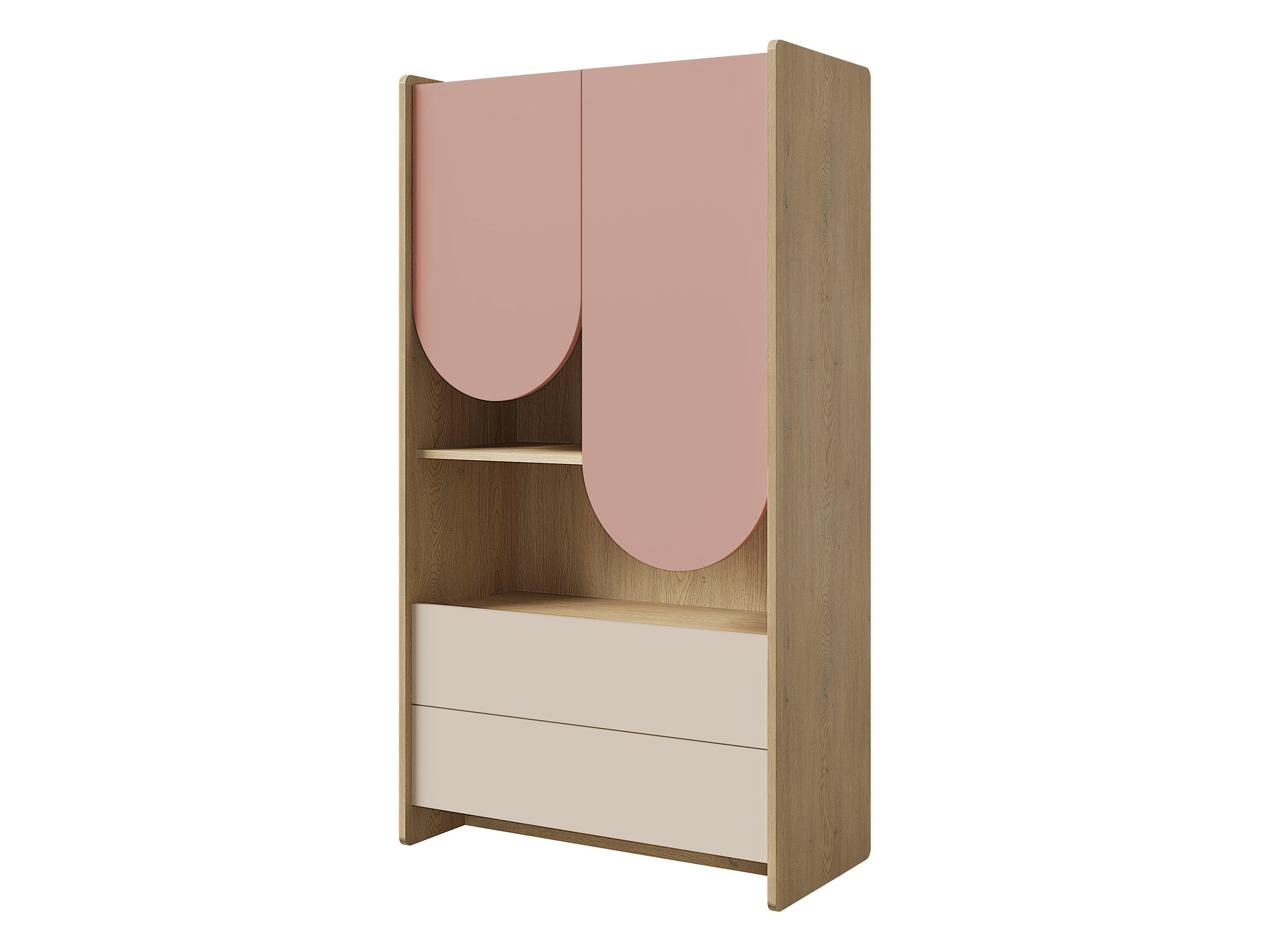 KINDERREGAL Lexi 2D2S 06 - Eichefarben/Rosa, Holzwerkstoff (84/151/40cm) - MIRJAN24