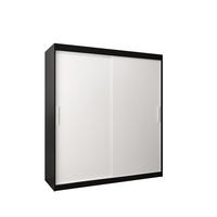 SCHWEBETÜRENSCHRANK 200/180/62 2-türig - Silberfarben/Schwarz, Holz/Kunststoff (180/200/62cm) - Abiks Möbel