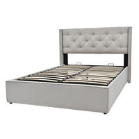 BETT mit Bettkasten 140x200 cm Baumwolle Light Grey - Hellgrau, Metall (140/200cm) - Meubliv