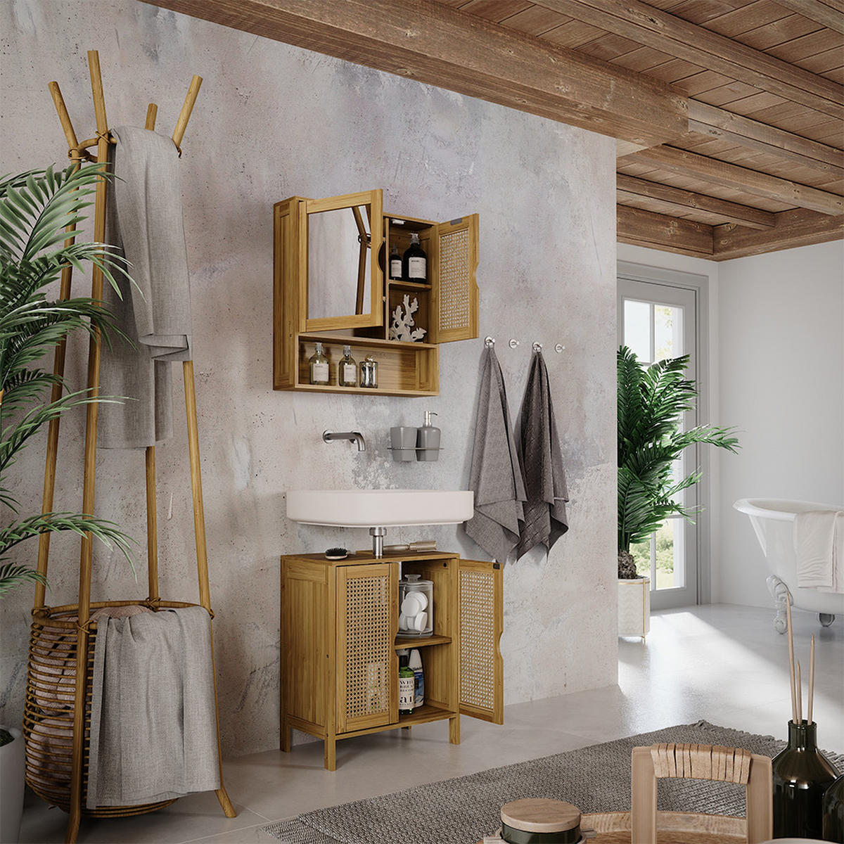 KOUPELNOVÝ NÁBYTEK Liora Bambus - zelená barva, kompozitní dřevo (48/60/29cm) - Vicco