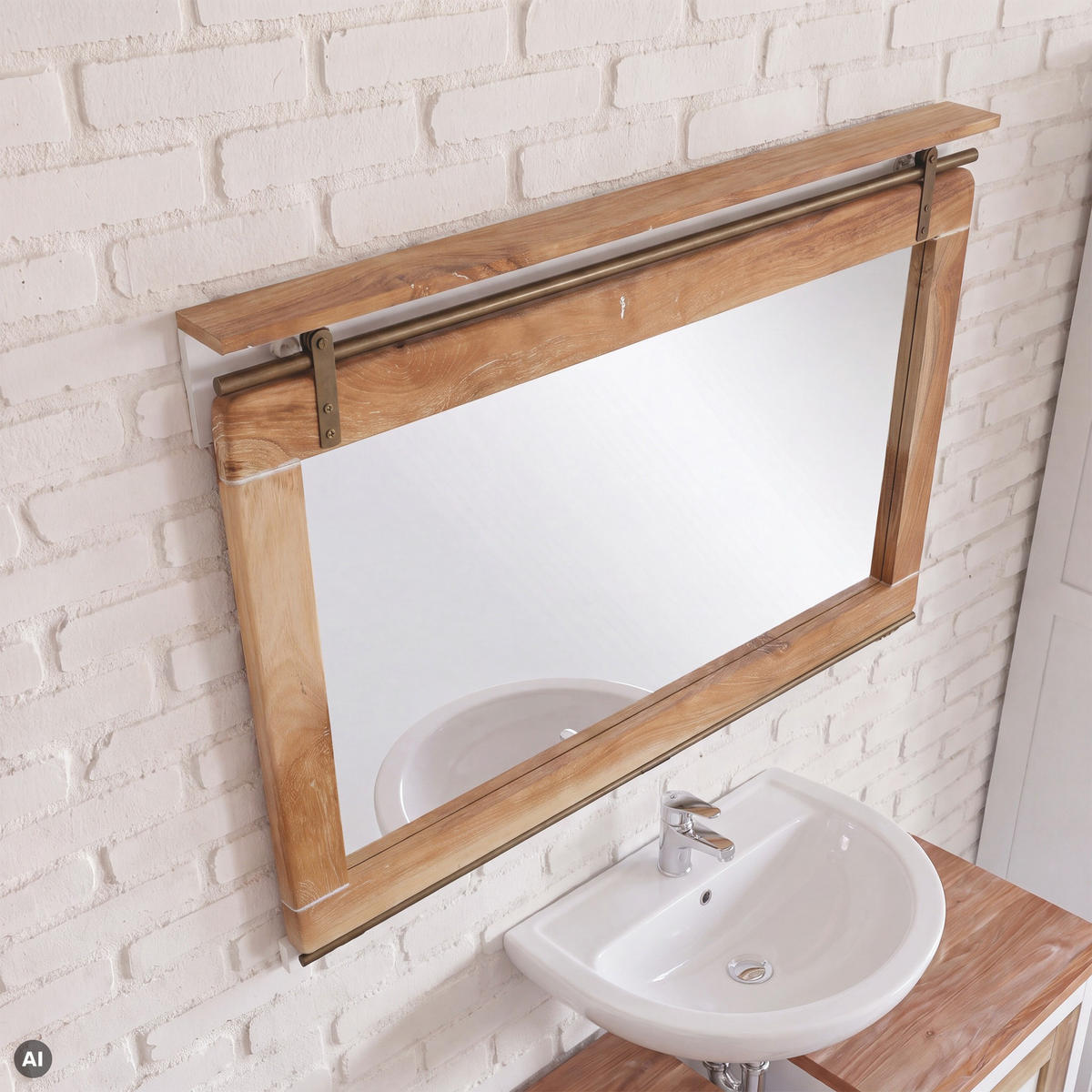 SPIEGEL Mango 114x6x80 weiß lackiert RAILWAY #578 - Weiß, Holz (114/80/6cm) - Massivmoebel24