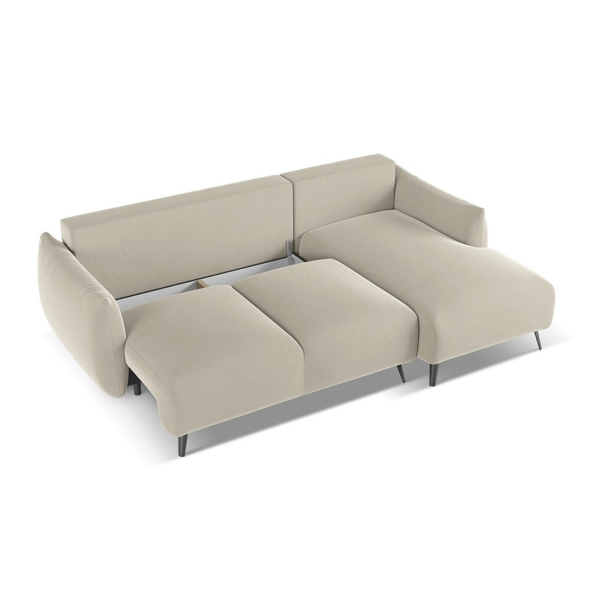 ECKSOFA mit Schlaffunktion Samt Stoff Creme - Perlmutt/Creme, Textil/Metall (242/162cm) - LaMiaSofa