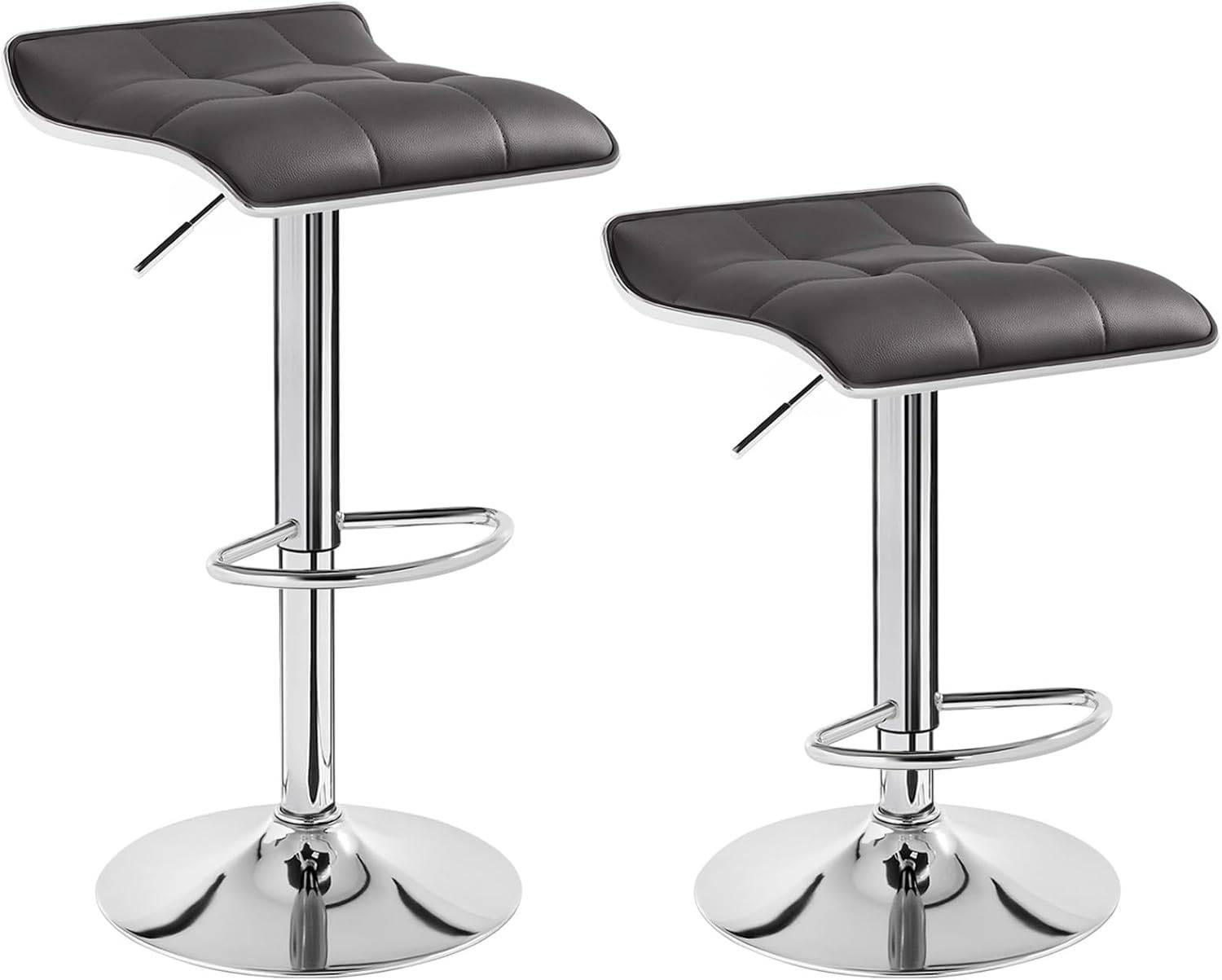 BARHOCKER 2er Set, aus PU-Kunstleder Metall - Grau, Metall (39/83/39cm) - Woltu