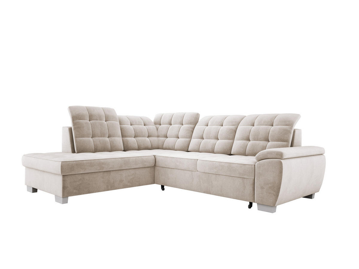 ECKSOFA LOTTA SALVADOR Bettkasten verstellbare Kopfstützen hochwertige Verarbeitung lose Rückenkissen freistehend LINKS 212x258x106 cm Beige - Beige, Holz/Textil (212/258cm) - DomoHome