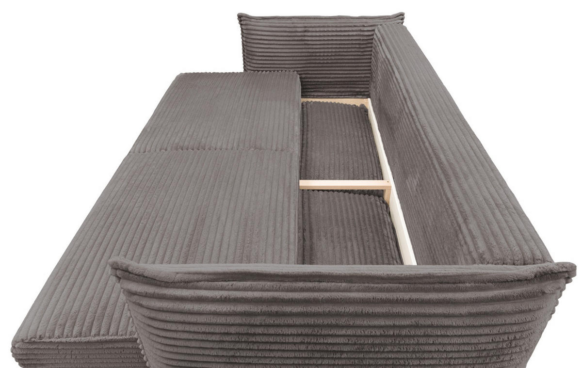 SOFA Amalfi greige mit Schlaffunktion - Taupe/Schwarz, Textil/Metall (226/90/105cm) - Selsey