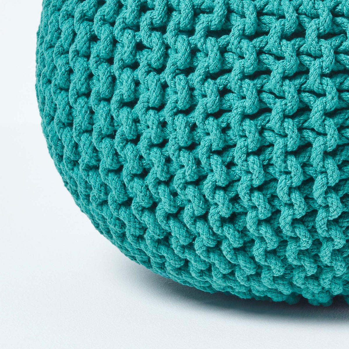STRICK-POUF petrol-grün, 40/40/35 cm - Grün, Textil (40/35/40cm) - Homescapes