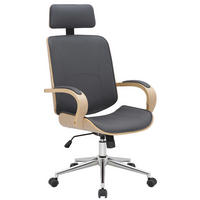 BÜROSTUHL KINGO 118x70x70 Natur/Grau Kunstleder - Hellbraun/Grau, Leder/Metall (70/118/70cm) - DELUKE