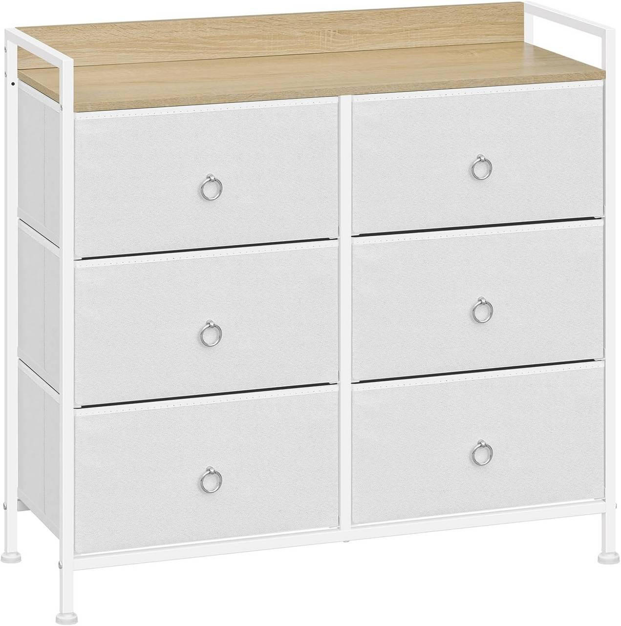 KOMMODE mit 6 Schubladen, Industrial Stil, Weiß - Weiß, Holzwerkstoff/Kunststoff (80/78/29cm) - Woltu