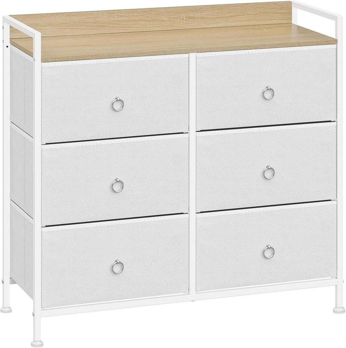 KOMMODE mit 6 Schubladen, Industrial Stil, Weiß - Weiß, Holzwerkstoff/Kunststoff (80/78/29cm) - Woltu