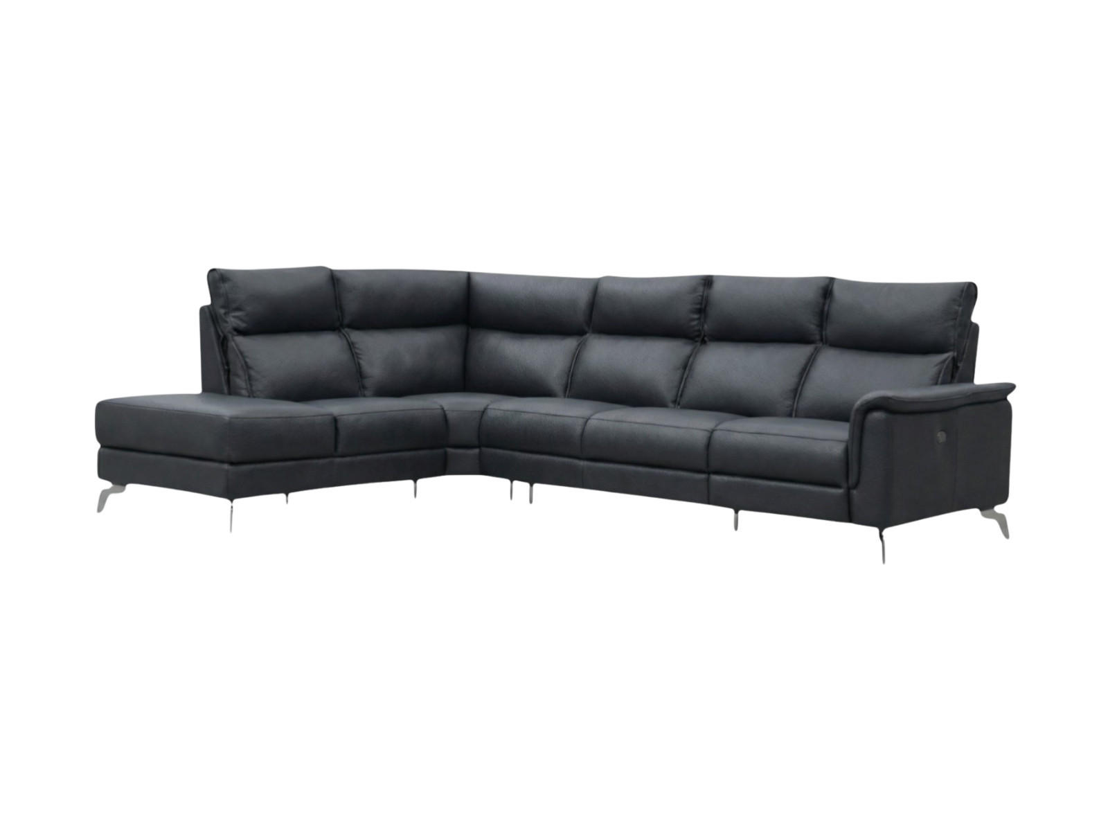 ECKSOFA Borea Echtleder Schwarz - Schwarz, Leder/Metall (220/310cm)