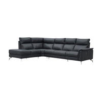 ECKSOFA Borea Echtleder Schwarz - Schwarz, Leder/Metall (220/310cm)