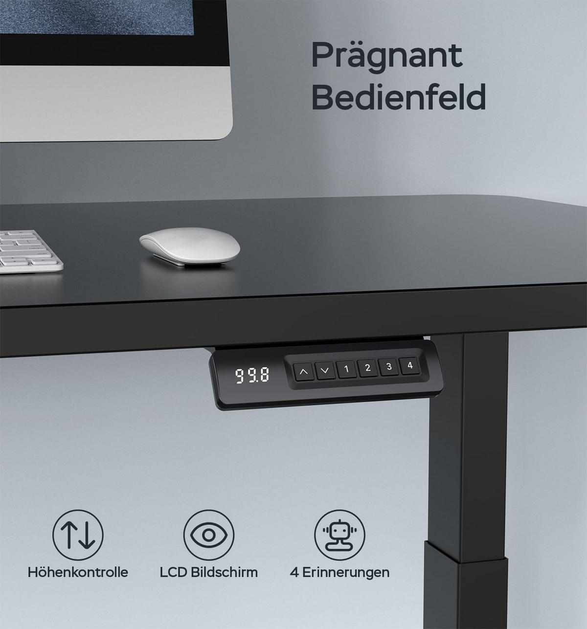 TISCHGESTELL Höhenverstellbares 72/120 cm Schwarz aus Stahl mit 2 Motoren - Schwarz, Metall (150/60/100cm) - OKWISH