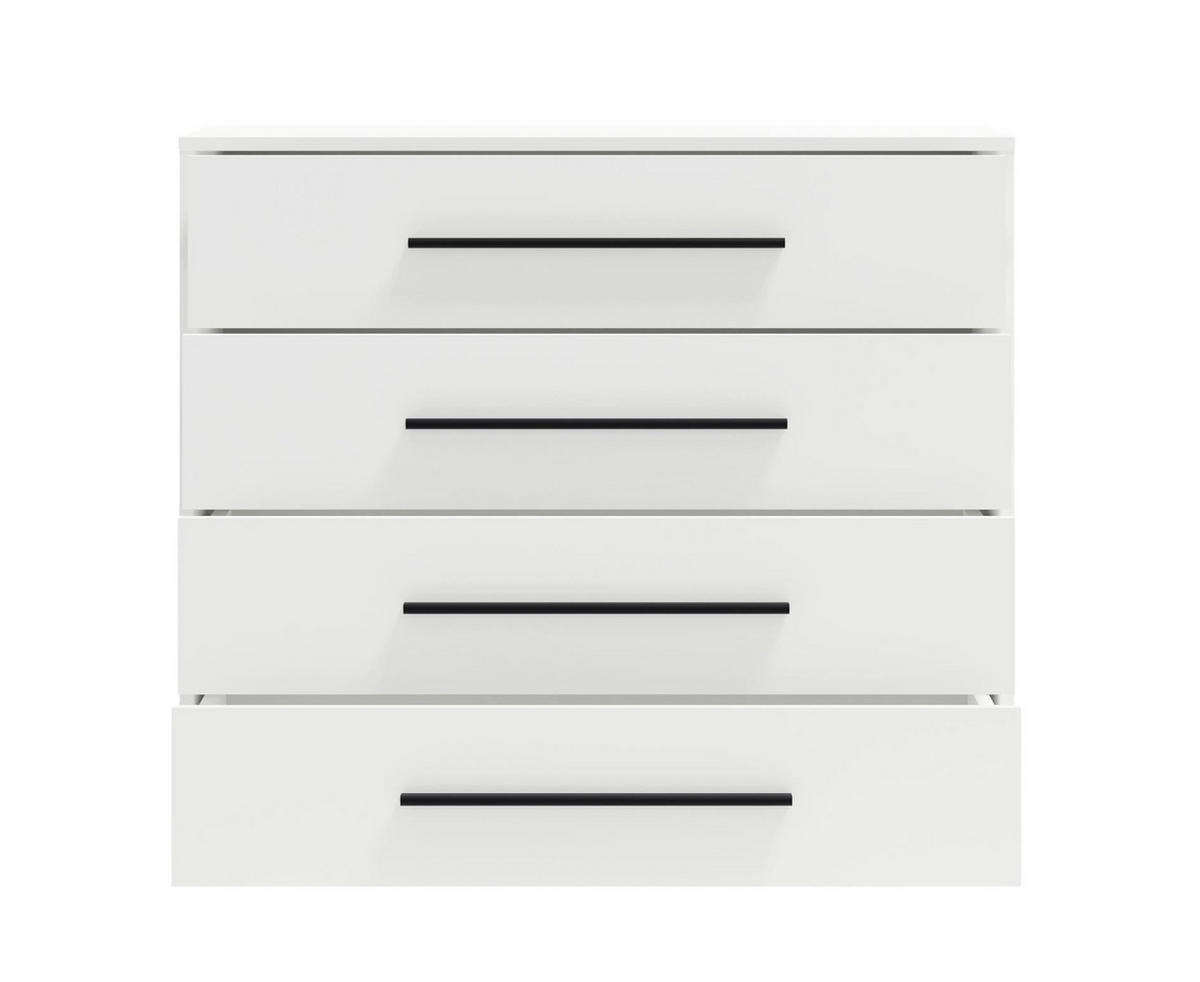 KOMMODE Maxivo Weiß, mit Schubladen - Schwarz/Weiß, Holzwerkstoff (90/87/40cm) - Bettso
