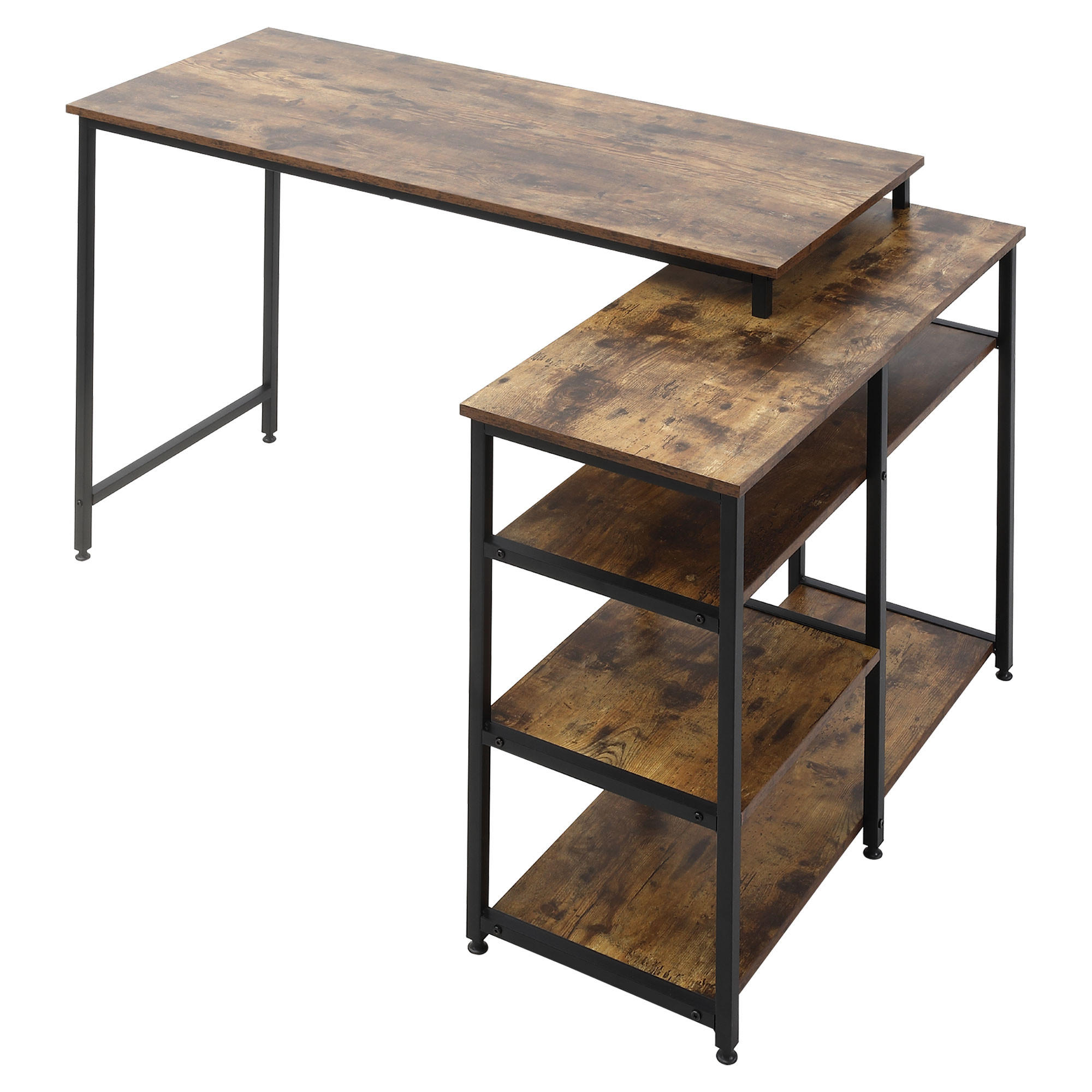 SCHREIBTISCH L-Form, Spanplatte, Braun - Braun, Kunststoff (135/90/79cm) - HOMCOM