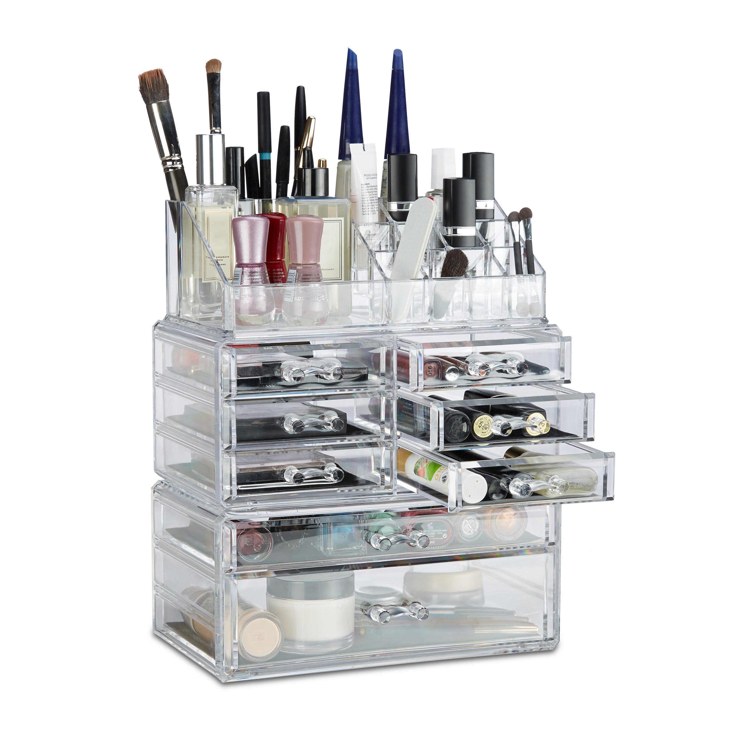 MAKEUP Organizer - Transparent, Kunststoff (24/30/14cm) - Relaxdays