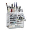 MAKEUP Organizer - Transparent, Kunststoff (24/30/14cm) - Relaxdays