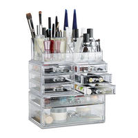 MAKEUP Organizer - Transparent, Kunststoff (24/30/14cm) - Relaxdays