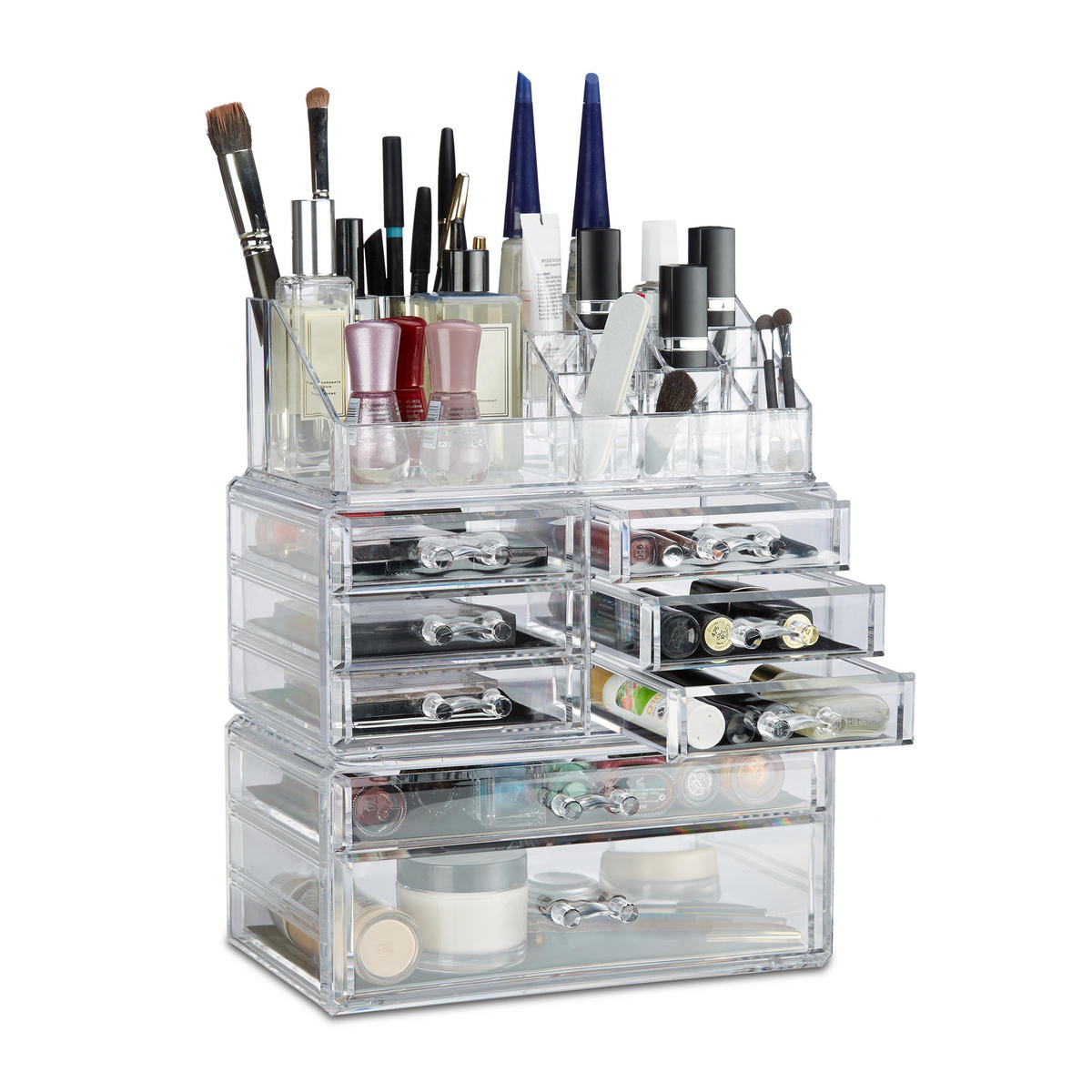 MAKEUP Organizer - Transparent, Kunststoff (24/30/14cm) - Relaxdays