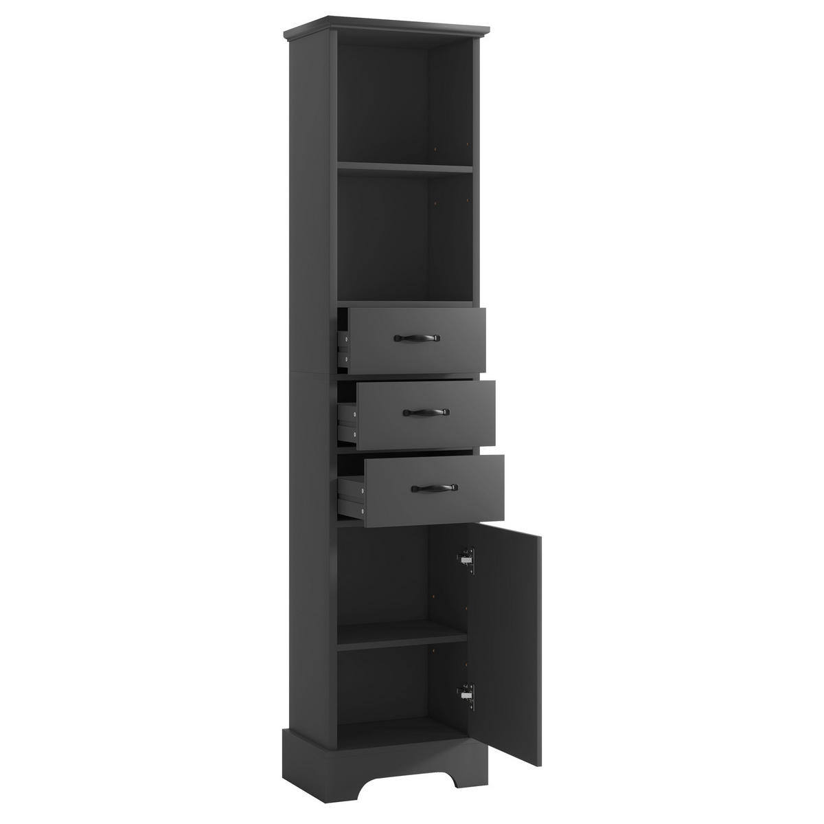 BADEZIMMERSCHRANK mit 3 Schubladen 38 x 26 x 172,5 cm Schwarz - Schwarz, Holzwerkstoff (26/172.5/38cm) - Beauniv