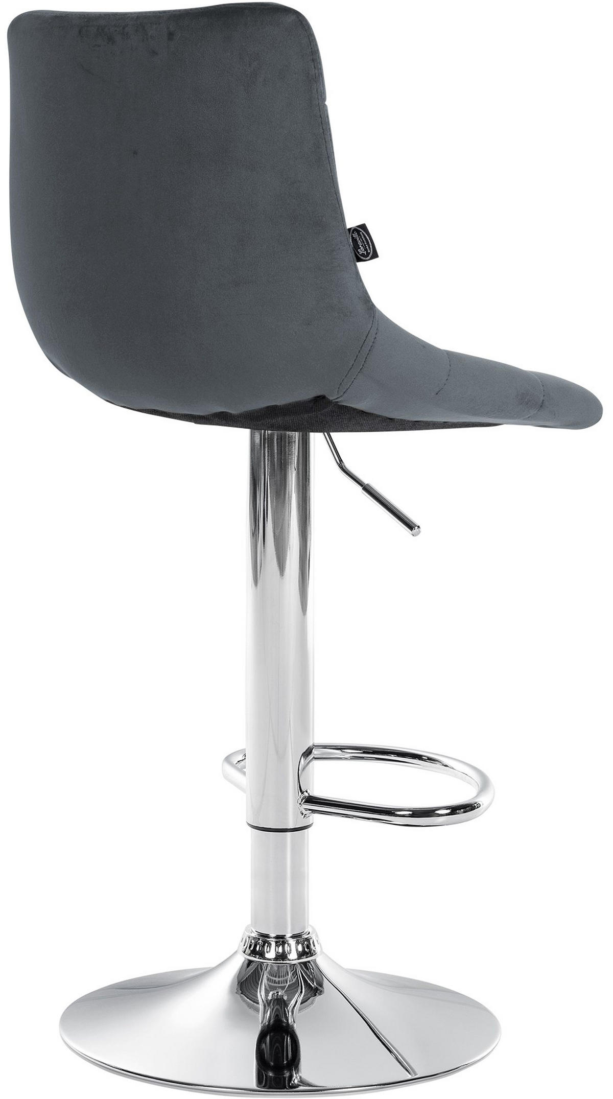 BARHOCKER 2er Set James Samt chrom dunkelgrau - Chromfarben/Grau, Textil/Metall (43/108.5/46.5cm) - TPFLiving