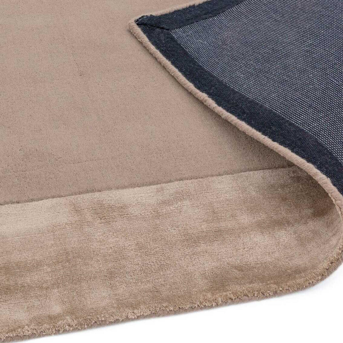 TEPPICH Wolle handgewebt einfarbig mit Viskosebordüre TYNE, Beige 160x230 cm - Beige, Textil (160/230cm) - KADIMA DESIGN