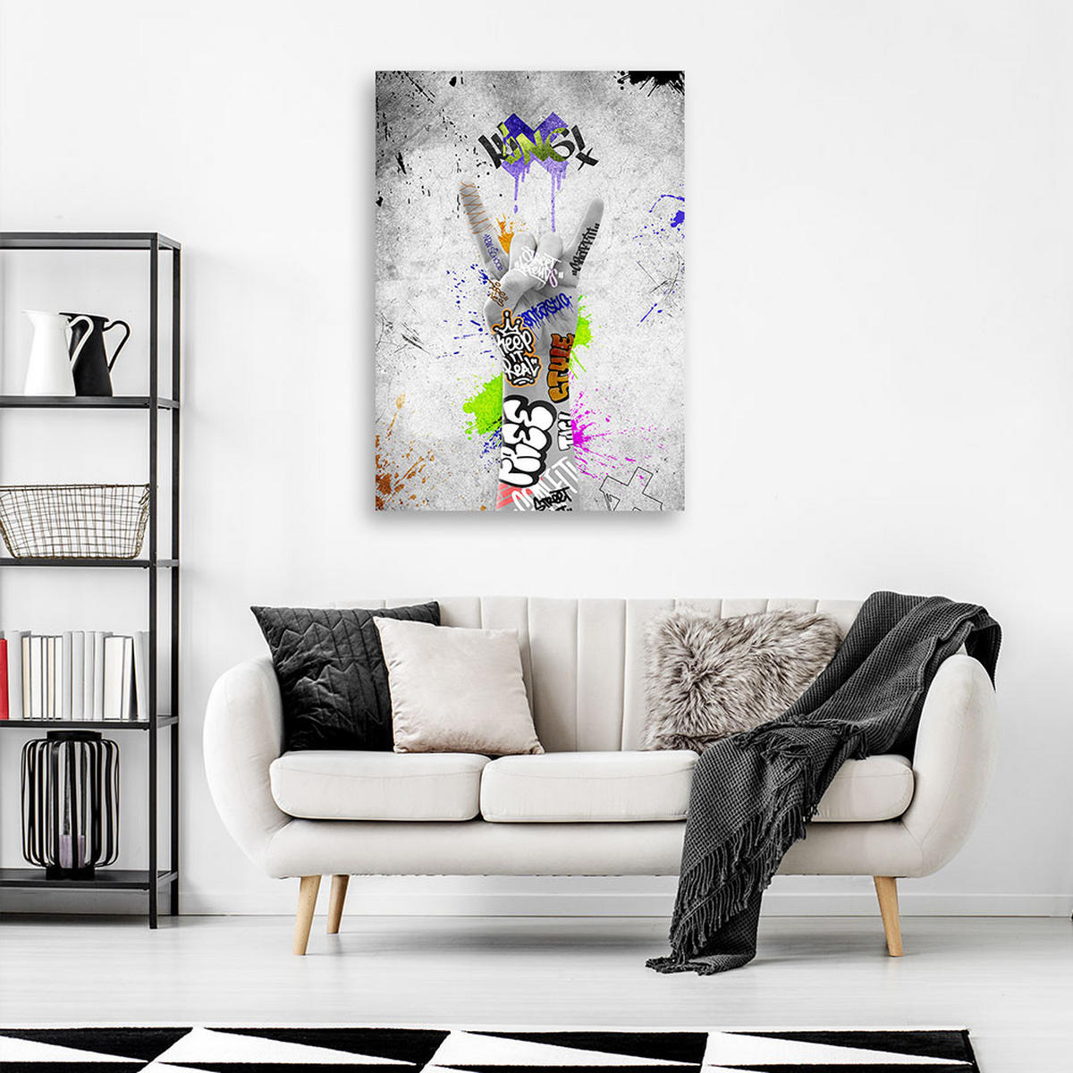 LEINWANDBILD Straßenkunst Graffiti - Grau, Textil (40/60cm) - Feeby