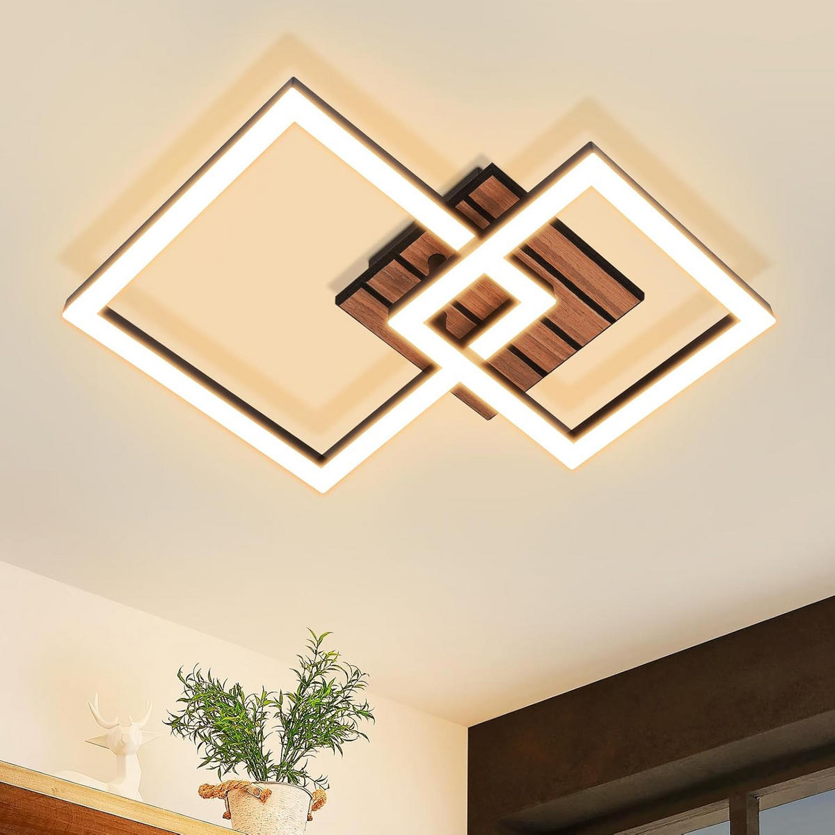 LED-DECKENLEUCHTE 31.5/31.5/7.5cm - Schwarz, Metall (31.5/31.5/7.5cm) - Nettlife