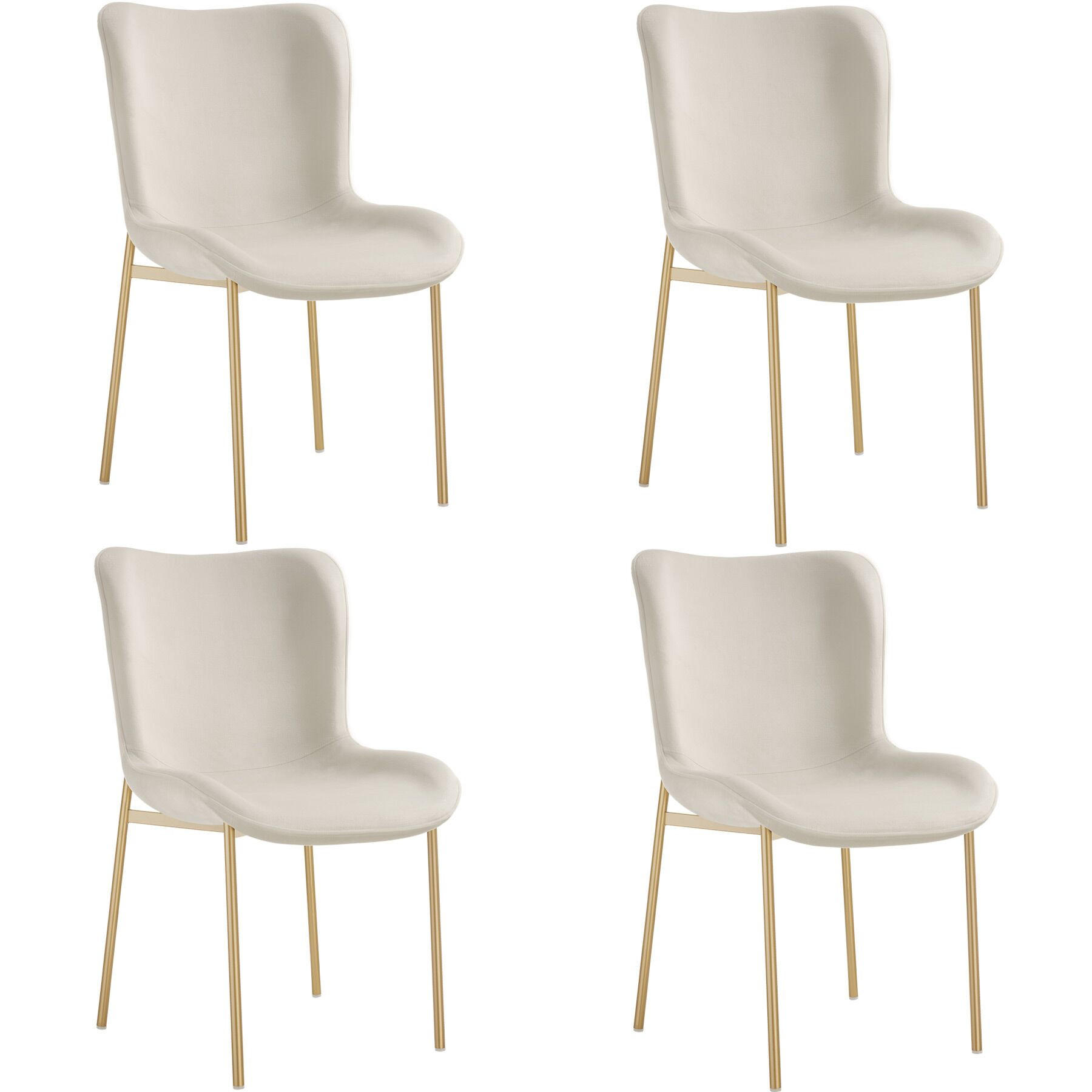 POLSTERSTUHL 4er Set Tessa 54 x 62 x 90 cm Samt beige/gold - Goldfarben/Samtahornfarben, Textil (54/90/62cm) - tectake