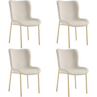 POLSTERSTUHL 4er Set Tessa 54 x 62 x 90 cm Samt beige/gold - Goldfarben/Samtahornfarben, Textil (54/90/62cm) - tectake