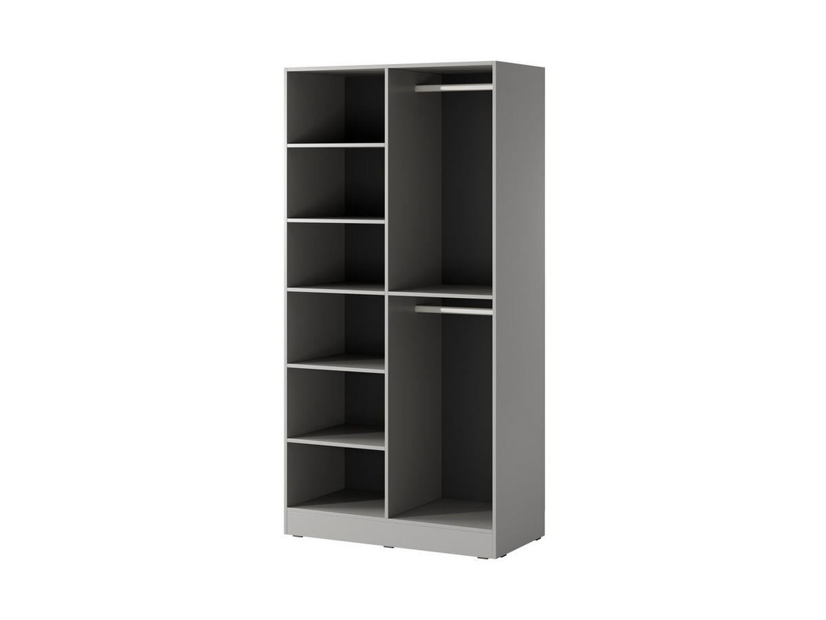 KLEIDERSCHRANK ZEN (Modular, Grau Matt, Rillenfront, 2-türig) - Schwarz/Grau, Holz/Holzwerkstoff (101/200/51cm) - Ravio